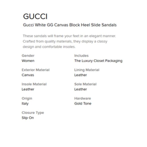 NIB-Gucci White GG Canvas Block Heel Slide Sandals - 37 - Picture 9 of 9